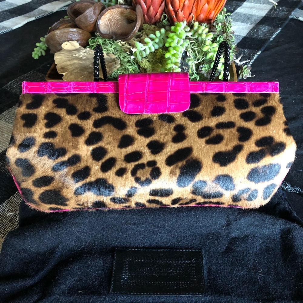 Nancy Gonzalez Leopard Calf & Fuschia Crocodile